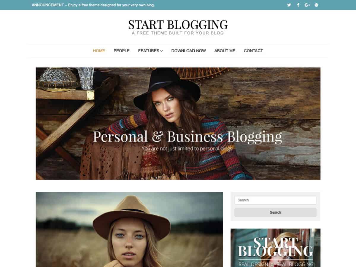 Start Blogging Free WordPress Theme | FreeThemesHub